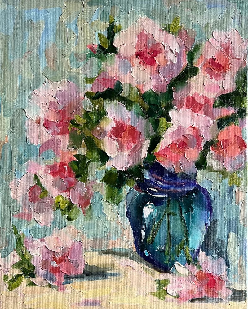Floral Painting Peony Original Art Peonies Impasto Painting Flowers Abstract - 墙贴/壁贴 - 其他材质 紫色