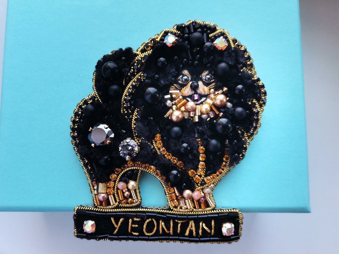 Pet jewelry pomeranian brooch, dog show number clip - 胸针 - 其他金属 黑色