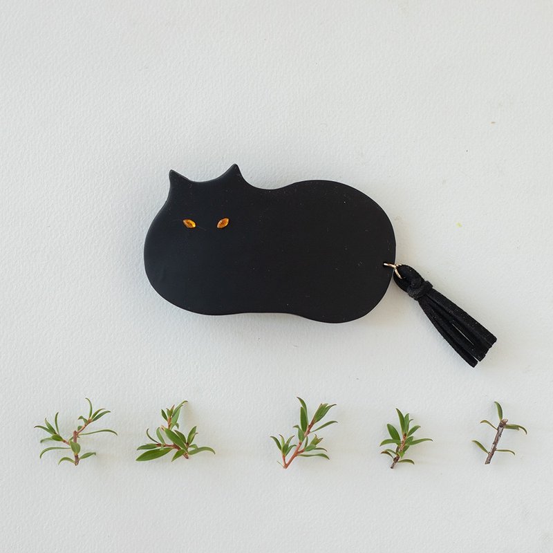 摇尾巴猫咪发夹 / 黑 - 发饰 - 粘土 黑色