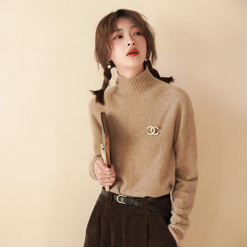半高领无缝一体式打底衫|针织衫|三色|秋冬款|山羊绒|Sora-1063 - 女装针织衫/毛衣 - 羊毛 多色