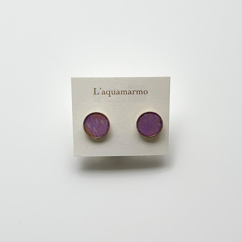 大理石图案耳环 - 耳环/耳夹 - 铜/黄铜 紫色