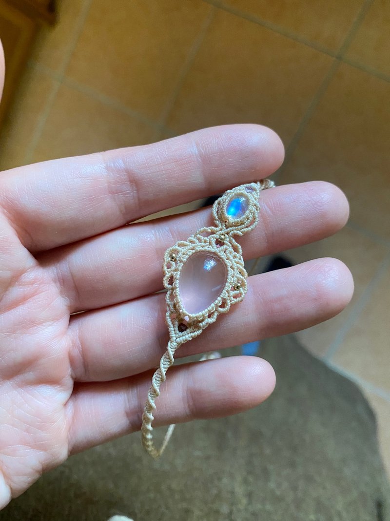 | MC | 天然老矿蓝晶太阳石编织手链 蜡线编织手环 - 手链/手环 - 宝石 