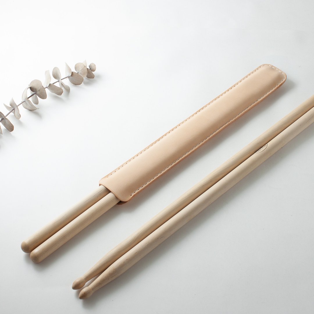 定制鼓棒皮套 七分长 植鞣牛皮真皮革定制 原创设计 (不含鼓棒) - 吉他/乐器 - 真皮 咖啡色
