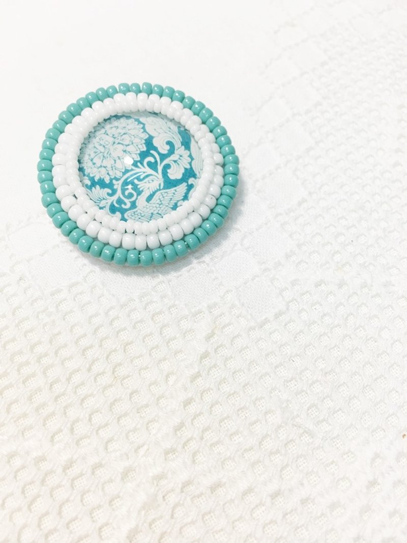 夏天乌儿 刺绣襟针 Summer Bird Brooch (JEBR034) - 胸针 - 其他材质 蓝色