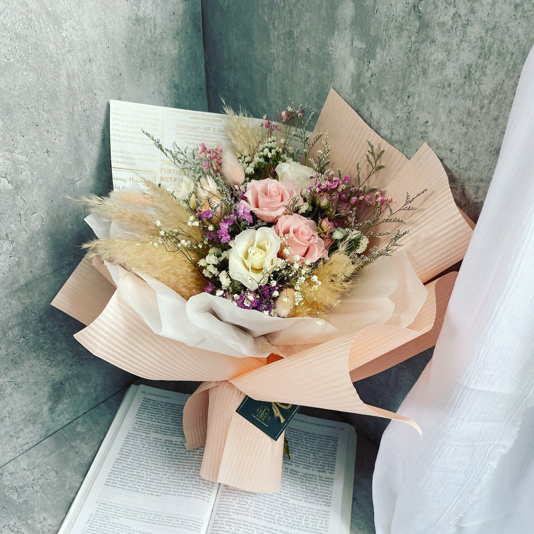 【永生花束】浪漫派永生玫瑰花束(大)|节日送礼|求婚|周年纪念 - 干燥花/捧花 - 植物．花 粉红色