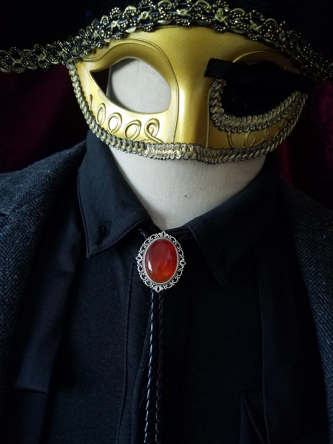 红玛瑙保罗领带领结西部牛仔bolo tie - 领带/领带夹 - 半宝石 红色