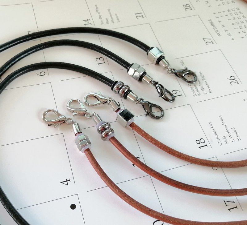 COMBO SET(x6) 口罩挂绳 mask strap in leather in Big Hug - 挂绳/吊绳 - 真皮 咖啡色