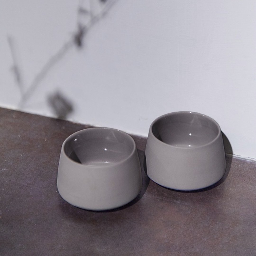 【3,co】水波提梁小杯(2件组) - 灰 - 茶具/茶杯 - 瓷 灰色