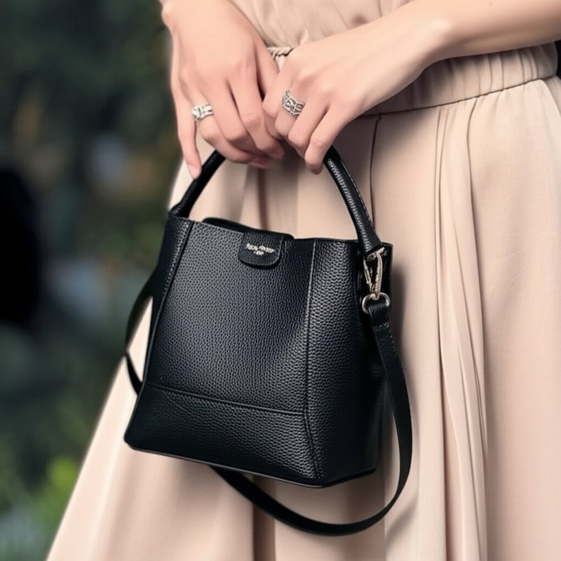 Tosca |  Zipper Bucket Bag - 斜孭包 手袋 手提 水桶 拉链 - 侧背包/斜挎包 - 真皮 