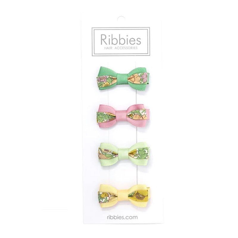 英国Ribbies 双色缎带蝴蝶结4入组-MS Mustard - 发饰 - 聚酯纤维 