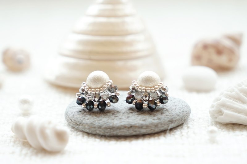 蚌壳夫人 - 珍珠贝壳耳环 - 深海黑 (316L不锈钢抗敏耳针/耳夹) - 耳环/耳夹 - 其他材质 黑色