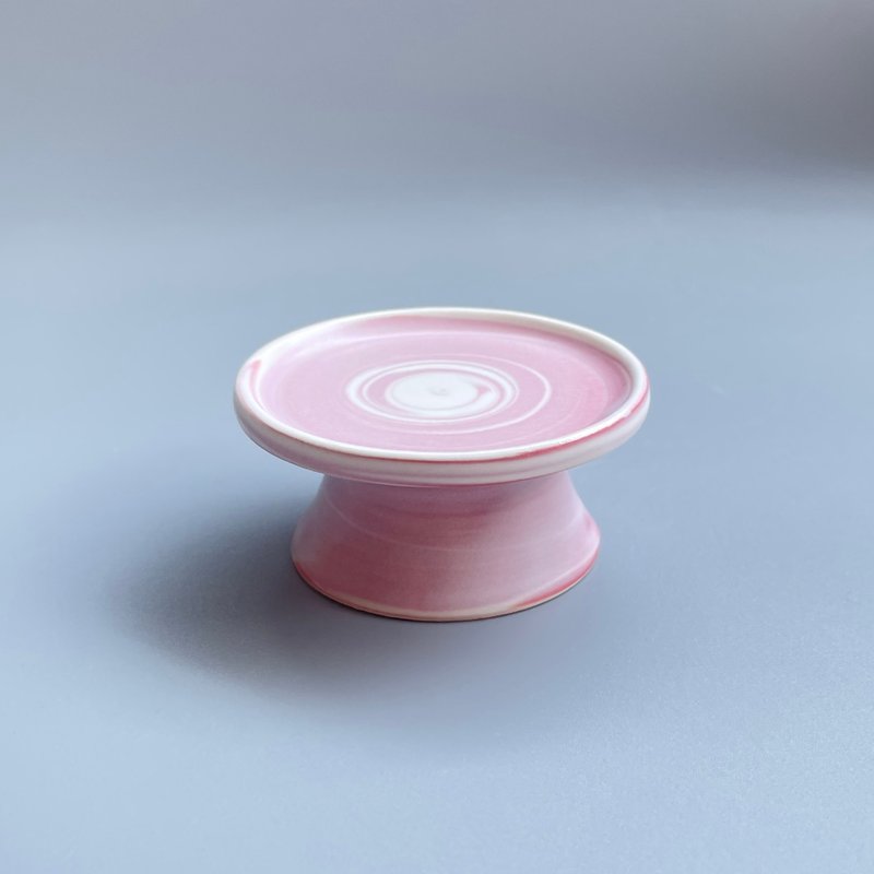 @studio_florero  粉红绞胎小高台|盖置|烛台|练上げ - 蜡烛/烛台 - 陶 粉红色