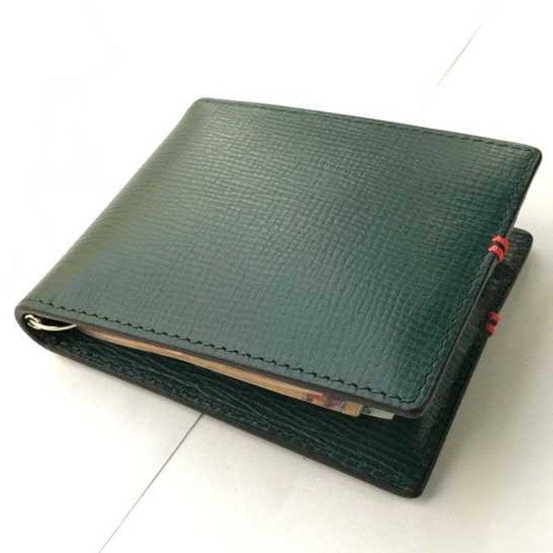 男夹,美式二折钱钞夹,美国压纹牛皮,头层皮.无零钱袋.8个卡层 - 皮夹/钱包 - 真皮 绿色