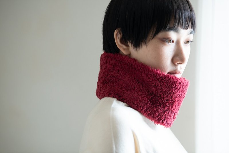 有机棉绒毛 蓬松围脖【洛神花/短版】 - 丝巾 - 棉．麻 红色