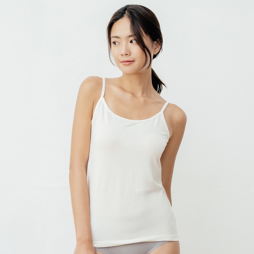 【微瑕 7 折】天丝抗菌除臭背心 - 女性细肩带 - 女装背心 - 环保材料 白色