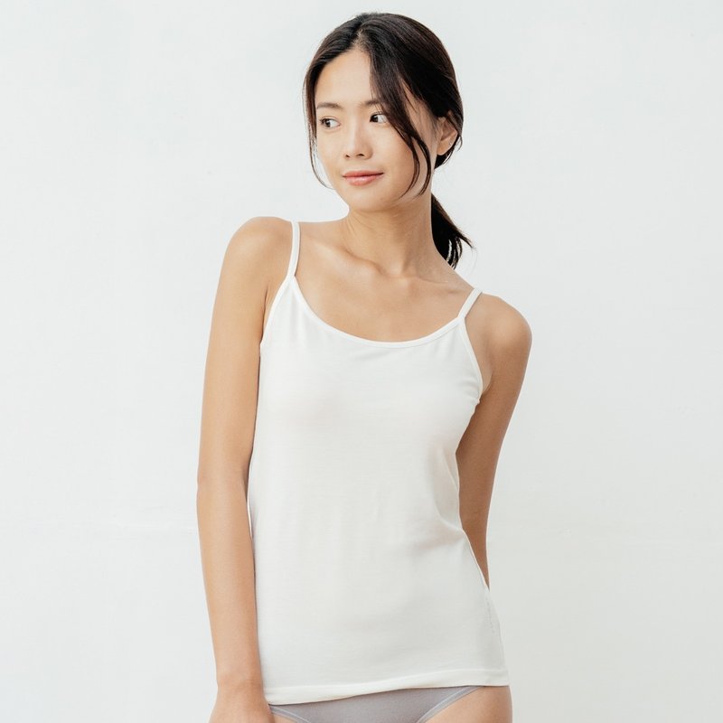 【微瑕 7 折】天丝抗菌除臭背心 - 女性细肩带 - 女装背心 - 环保材料 白色