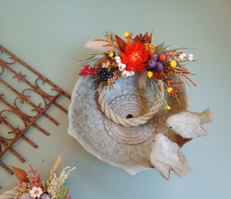 迷你注连绳干燥花永生花祈福注连绳挂饰 8厘米注连绳现货 - 干燥花/捧花 - 植物．花 橘色