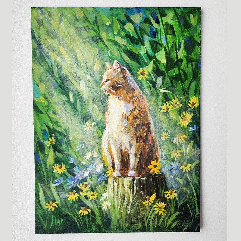 阳光下的森林猫手绘颜料绘制 - 墙贴/壁贴 - 其他材质 绿色