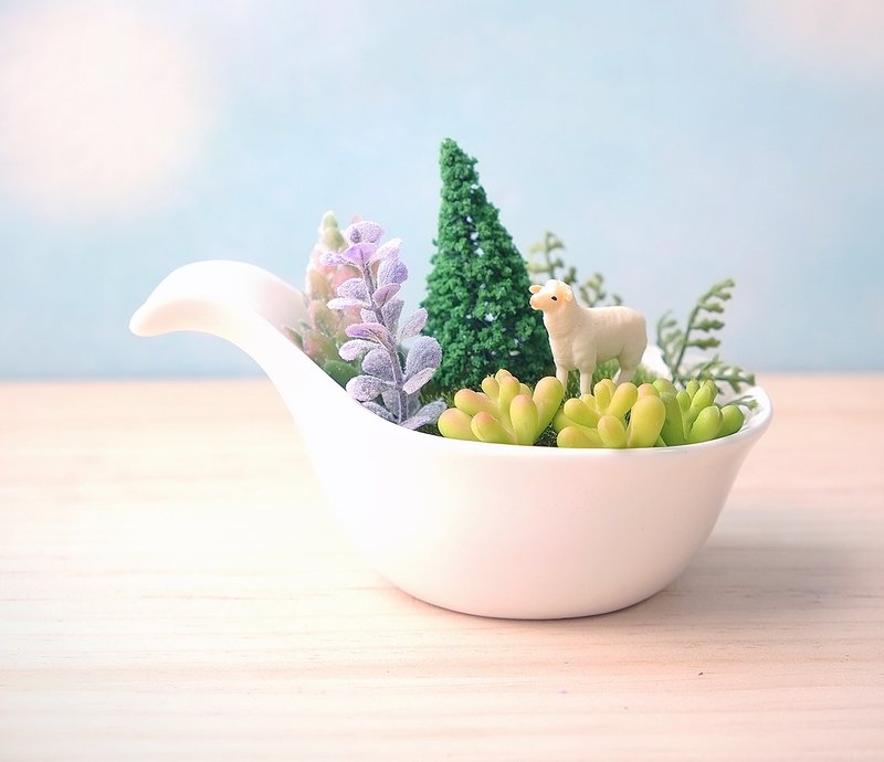一匙森林-多肉模型微景材料包 <A spoonful Forest> Forest spoons Succulents - 植栽/盆栽 - 水泥 绿色
