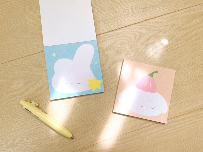 星星兔和花帽狗 / 大脸方形便条纸 - 便条纸/标签贴 - 纸 橘色