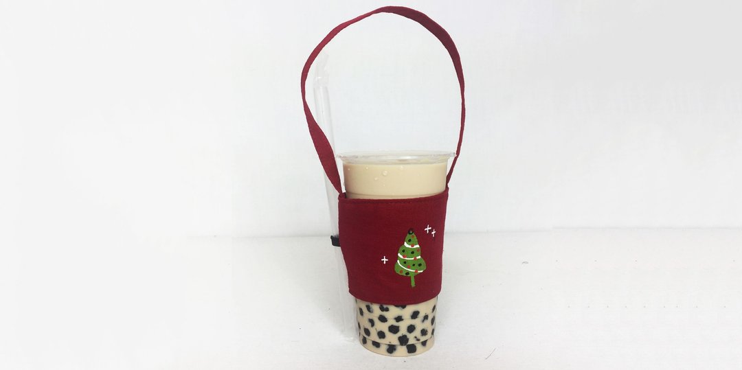 独树一格圣诞环保杯套/饮料提袋 (可绘中英文名字请备注) - 随行杯提袋/水壶袋 - 棉 红色
