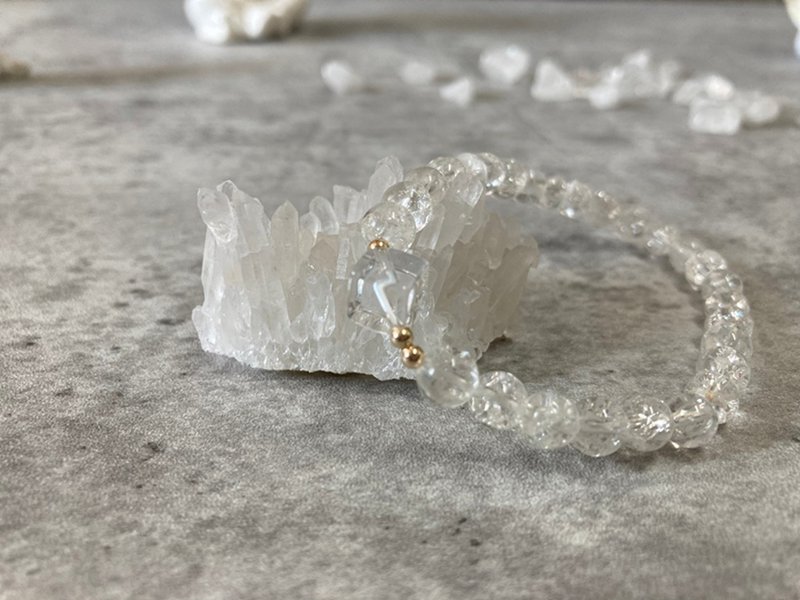【水晶莱茵河。弹性手链】白水晶|中性设计、男女皆可配戴 - 手链/手环 - 其他材质 