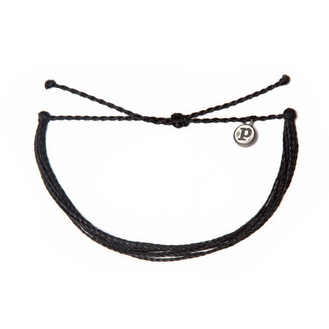 Pura Vida 美国手工 SOLID BLACK 黑色腊线冲浪手环 - 手链/手环 - 防水材质 黑色