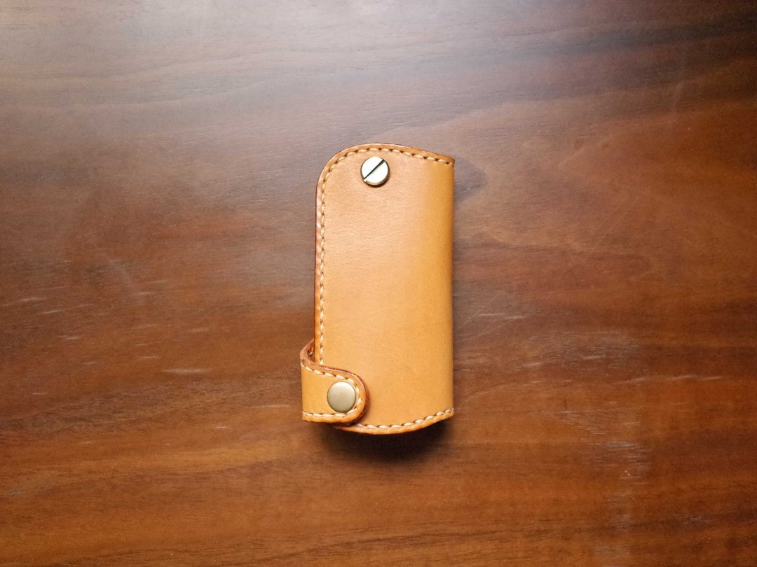 SKODA汽车钥匙皮套－浅咖啡色 - 钥匙链/钥匙包 - 真皮 橘色