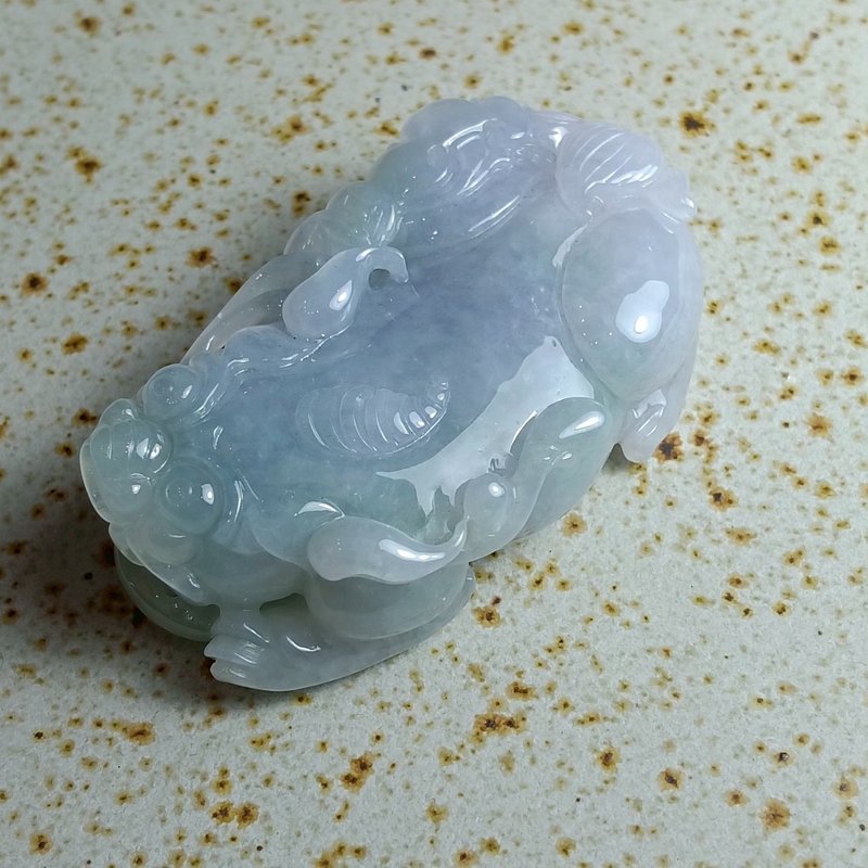 J0127天然翡翠A货 . 冰糯冰春彩貔貅.招财.摆件. - 摆饰 - 玉石 