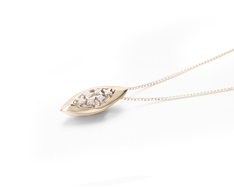 钻石锁骨链 极简钻石坠子 14k黄金项链创新金饰 四月诞生石小项链 - 锁骨链 - 钻石 金色