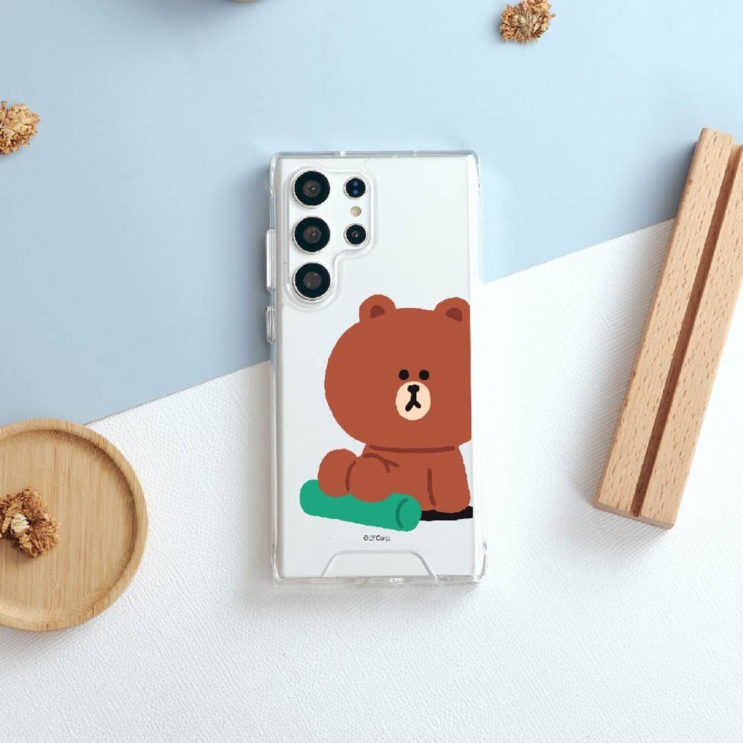 LINE FRIENDS经典-瑜珈熊大防摔透明SAMSUNG手机壳 - 手机壳/手机套 - 塑料 多色