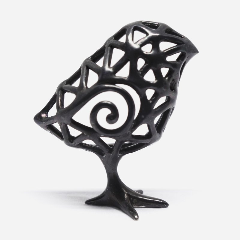 Black chick SV925 broach【Pio by Parakee】小雞胸針  -黒- - 胸针 - 其他金属 黑色