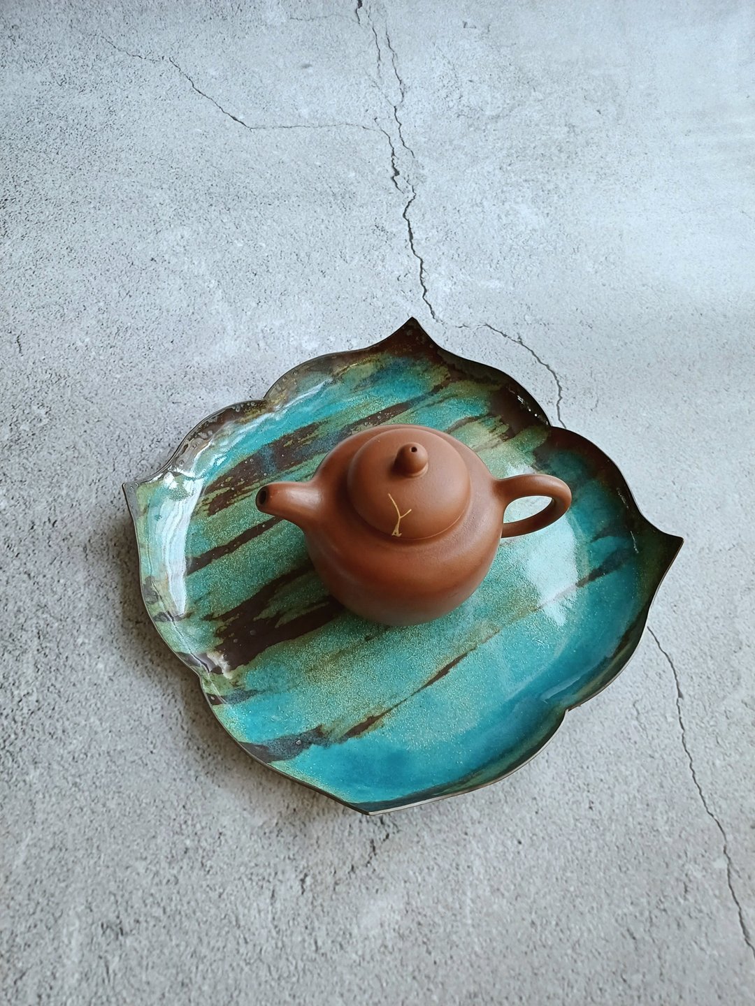 手制珐琅茶盘壶承【夏至-慕青】 - 茶具/茶杯 - 铜/黄铜 多色