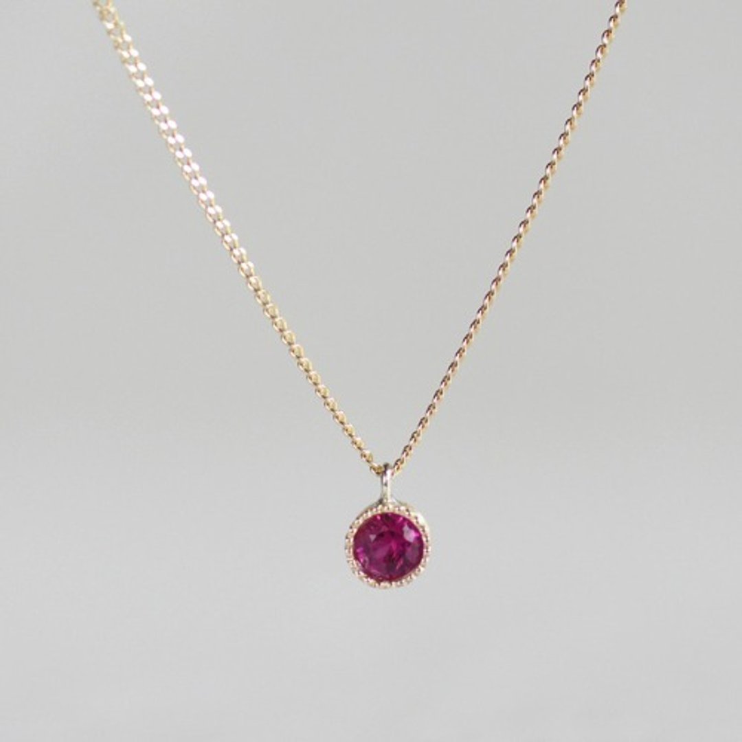 Ruby birth stone pendant [P033K10RB] - 项链 - 宝石 