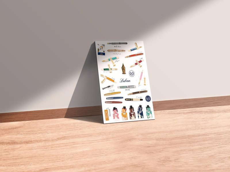 Laban文具图鉴海报 日本水彩纸 钢笔图鉴 - 海报/装饰画/版画 - 纸 白色