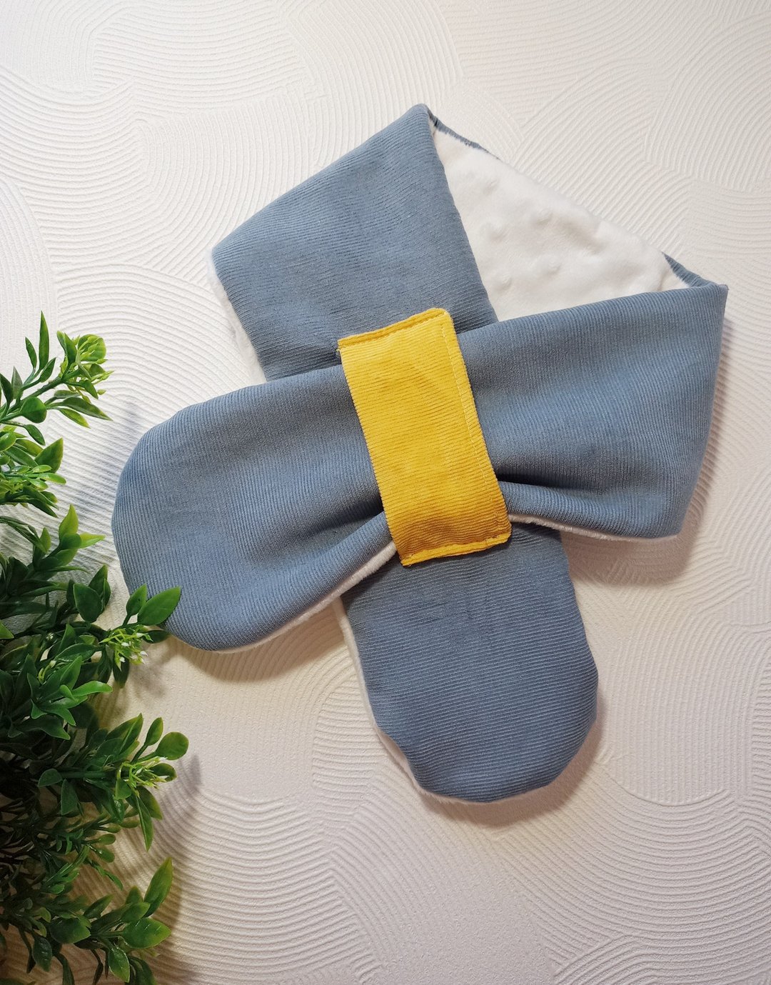 手工缝制- 韩国灯芯绒+豆豆绒围脖/围巾(灰蓝色) - 其他 - 棉 多色