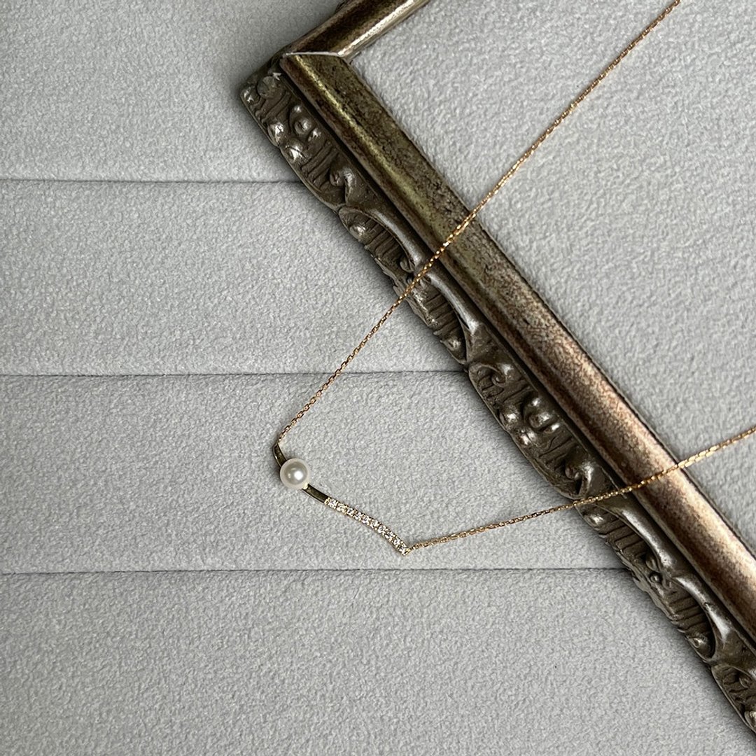 18K钻石天然珍珠造型项链 - 项链 - 贵金属 