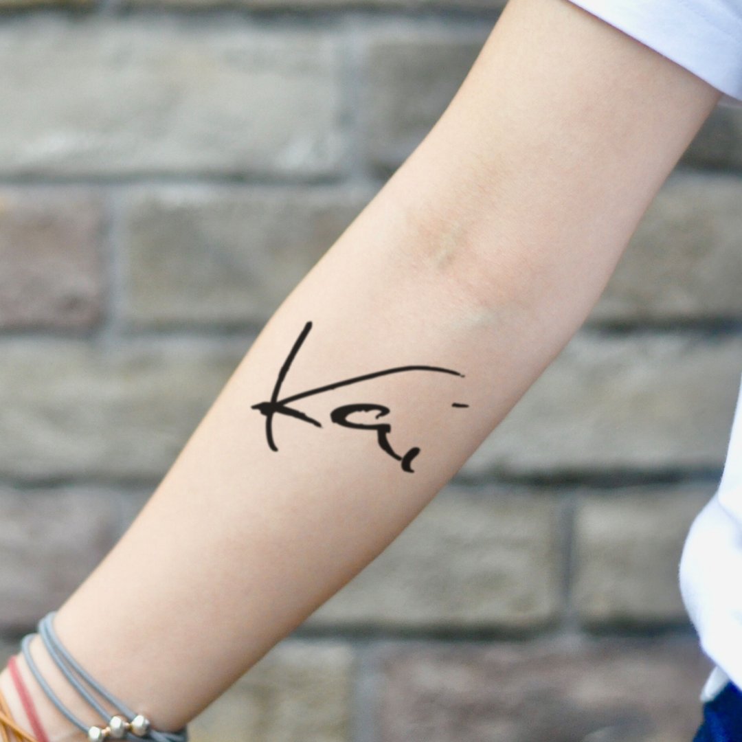 OhMyTat 英文名字 Kai Name 刺青图案纹身贴纸 (2 张) - 纹身贴 - 纸 黑色