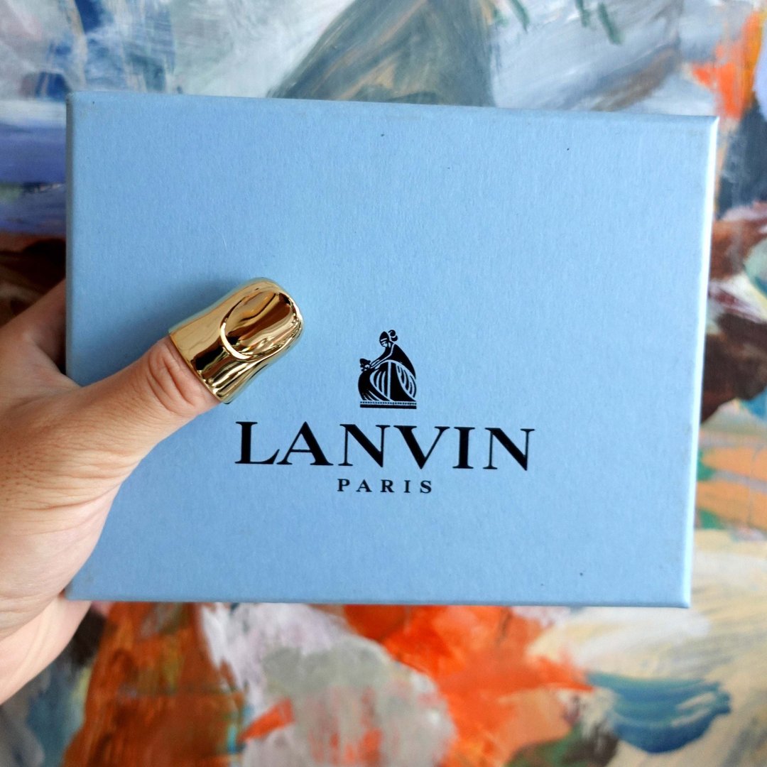 法国中古LANVIN Paris金色手指金属拇指头套戒指全新古着珠宝首饰 - 戒指 - 其他金属 金色