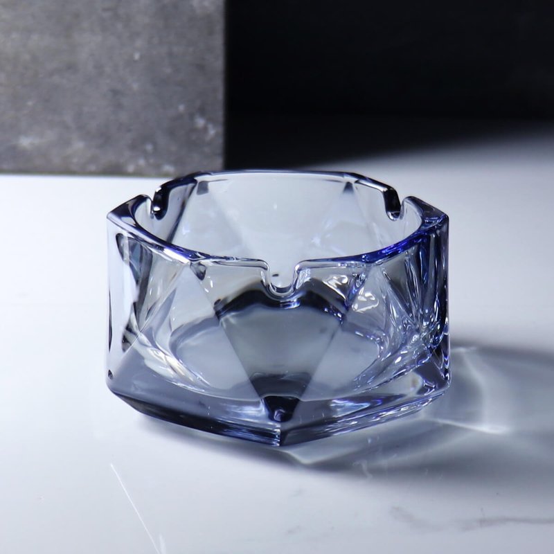 12cm【蓝色金字塔】玻璃菸灰缸刻字 长官老板送礼 - 摆饰 - 玻璃 蓝色