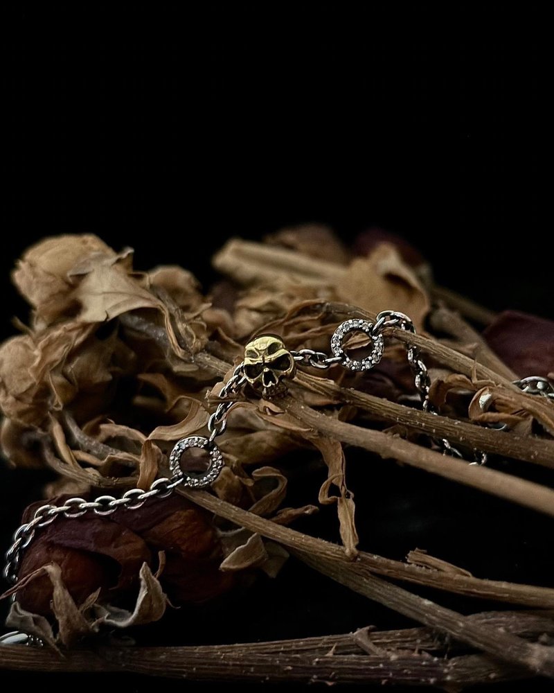 【骷髅系列】 骷髅手链/纯银/女神/庞克 - 手链/手环 - 纯银 银色