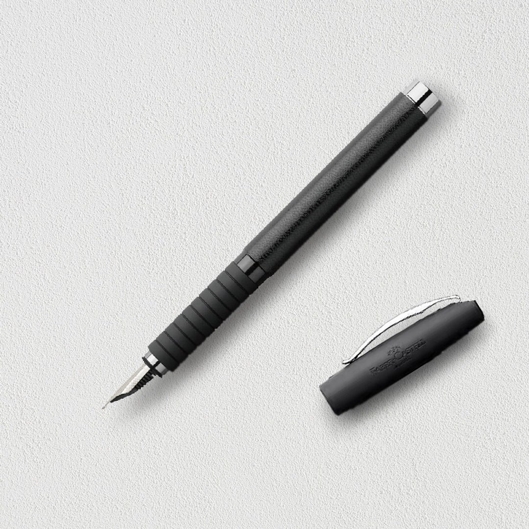 【Faber-Castell】BASIC 皮革钢笔-EF尖 免费刻字 - 钢笔 - 树脂 黑色