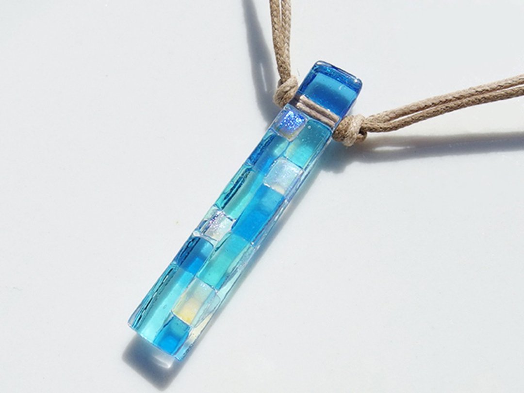 Aurora Glass (Aurora [Blue]) Necklace [Can be changed to an aroma pendant] [Made to order] - 项链 - 玻璃 蓝色