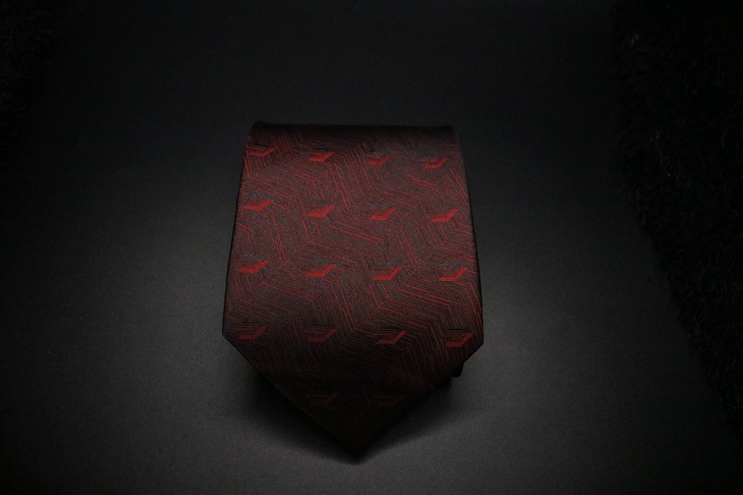 酒红色真丝斜格纹领带/婚礼宴会领带 - 领带/领带夹 - 丝．绢 红色