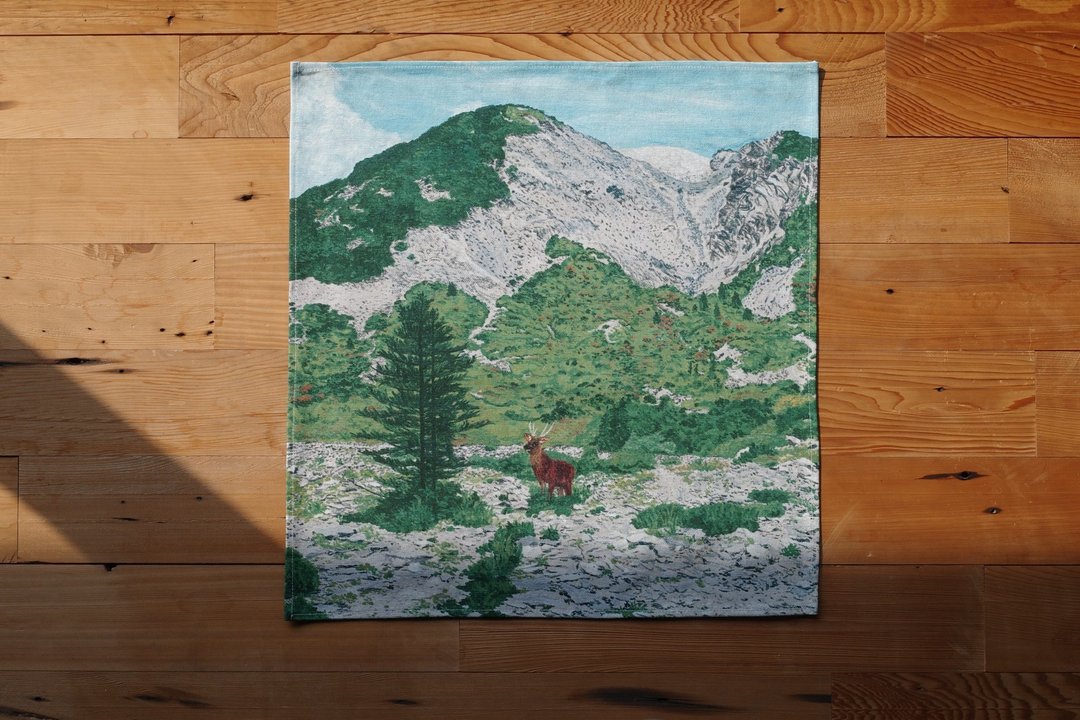 台湾山挂布 - no.6 : 南湖圈谷 41 x 46 cm - 海报/装饰画/版画 - 棉．麻 绿色