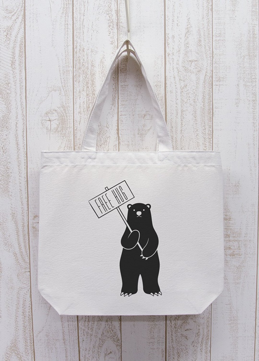 FREE HUG Guide Black Bear Tote Natural / R012-BT-NA - 其他 - 棉．麻 白色