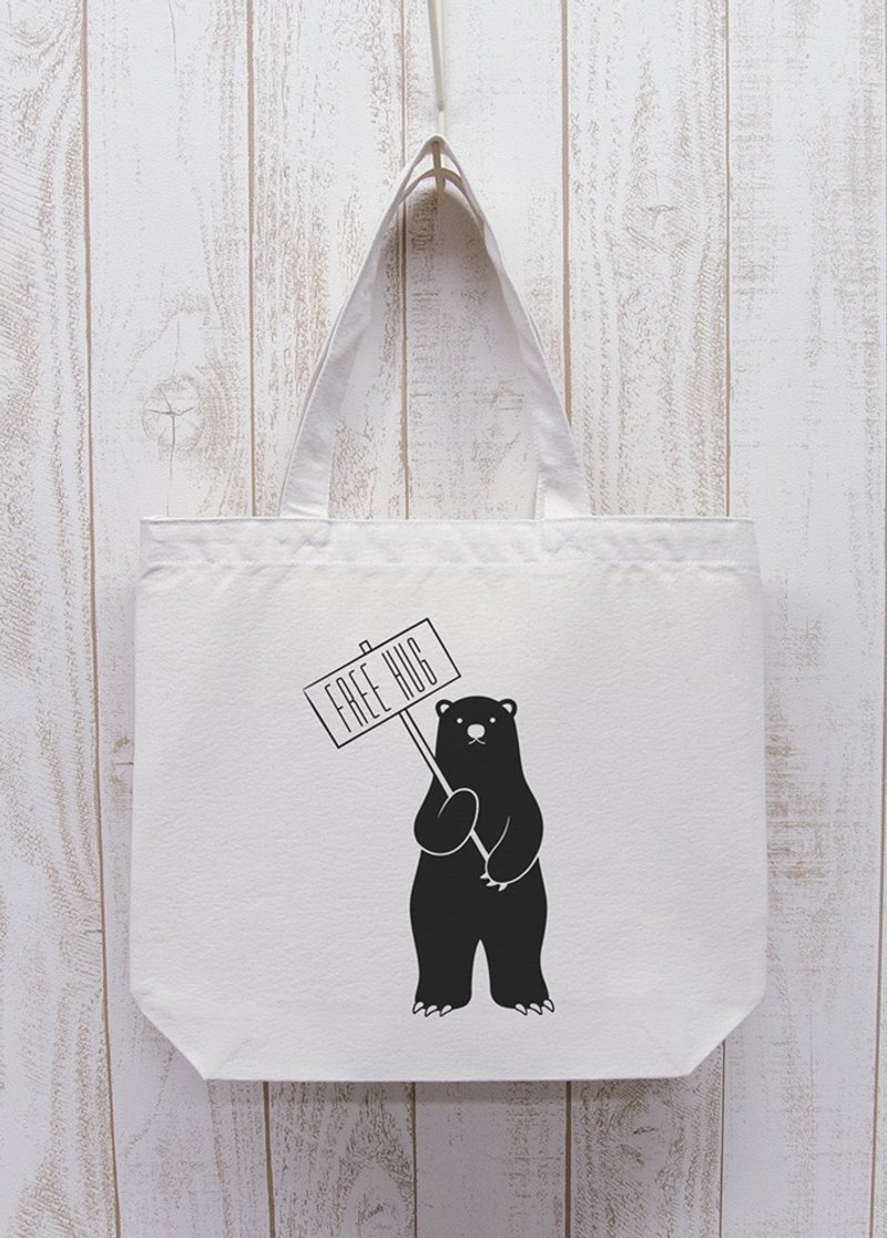 FREE HUG Guide Black Bear Tote Natural / R012-BT-NA - 其他 - 棉 白色