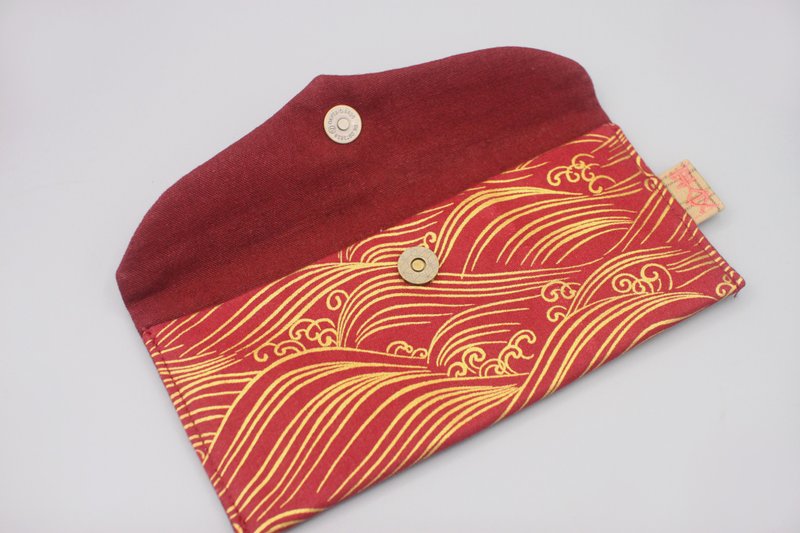平安红包-和风波浪(金红)日本烫金布,手工,礼金,存折,现金,新春 - 其他 - 棉．麻 红色