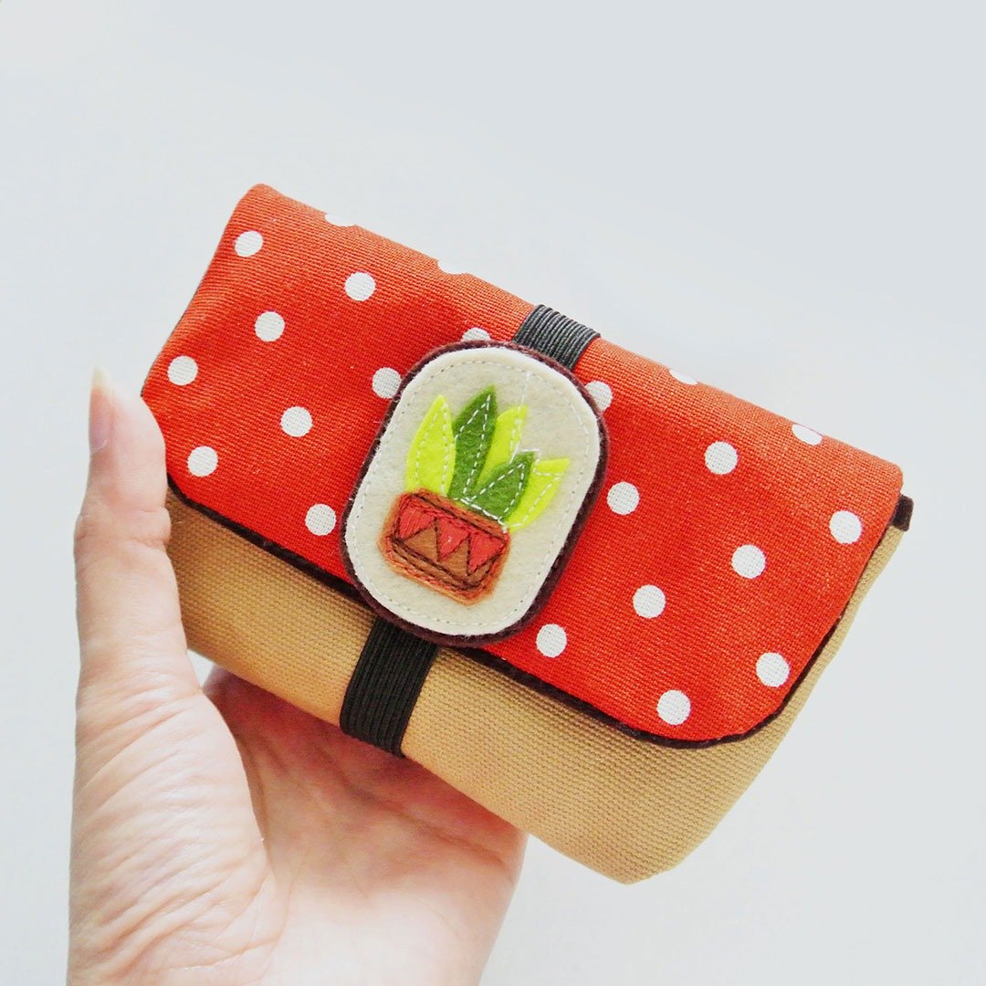 Charger Storage, Travel Bag, Gadget Pouch - Cactus Lovers I - 充电宝/传输线 - 棉．麻 橘色