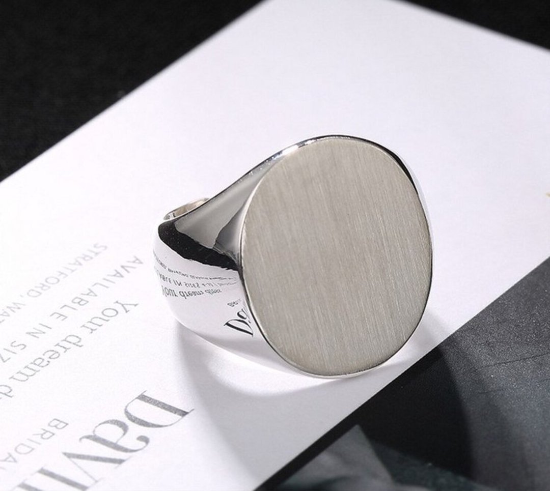 Real S990 Fine Silver Jewelry Plain No Decorational Big Round Open Ring - 戒指 - 纯银 银色